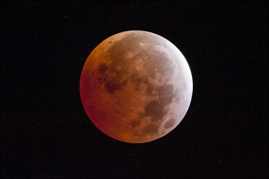 A lunar eclipse is seen on Saturday, April 4, 2015, in Placerville, Calif. Early risers in the western U.S. and Canada should have been able to catch a glimpse before dawn Saturday. The moment when the moon was completely obscured by Earth's shadow lasted only a few minutes, making it the shortest lunar eclipse of the century. (AP Photo/The Sacramento Bee, Randall Benton)