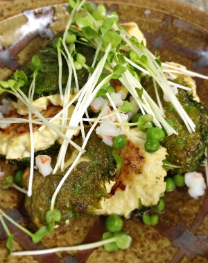 鶏シソつくねのエビあんかけ