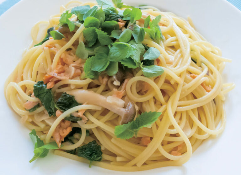 しそとサーモンのパスタ、しおちゃんとしんコロの秘密のレシピ